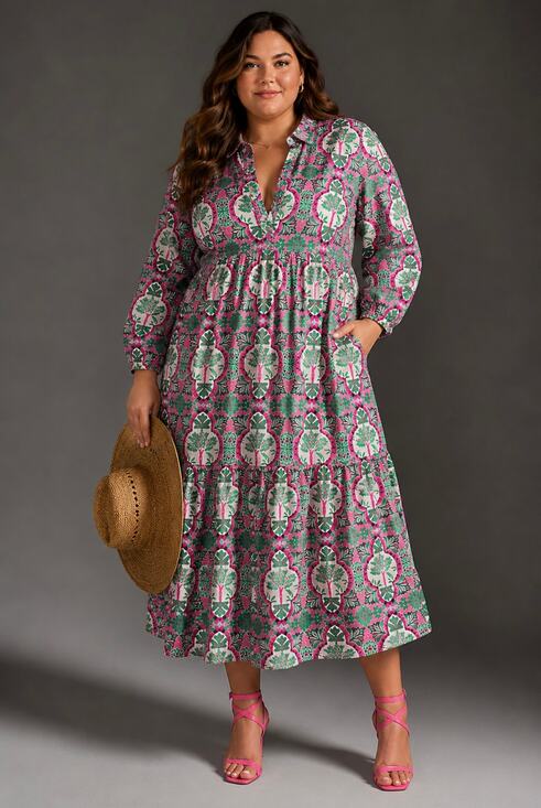 Anthropologie Dresses & Skirts - Anthropologie’s Maeve The Bettina Tiered Shirt Dress in Pink, EUC, Size 3X